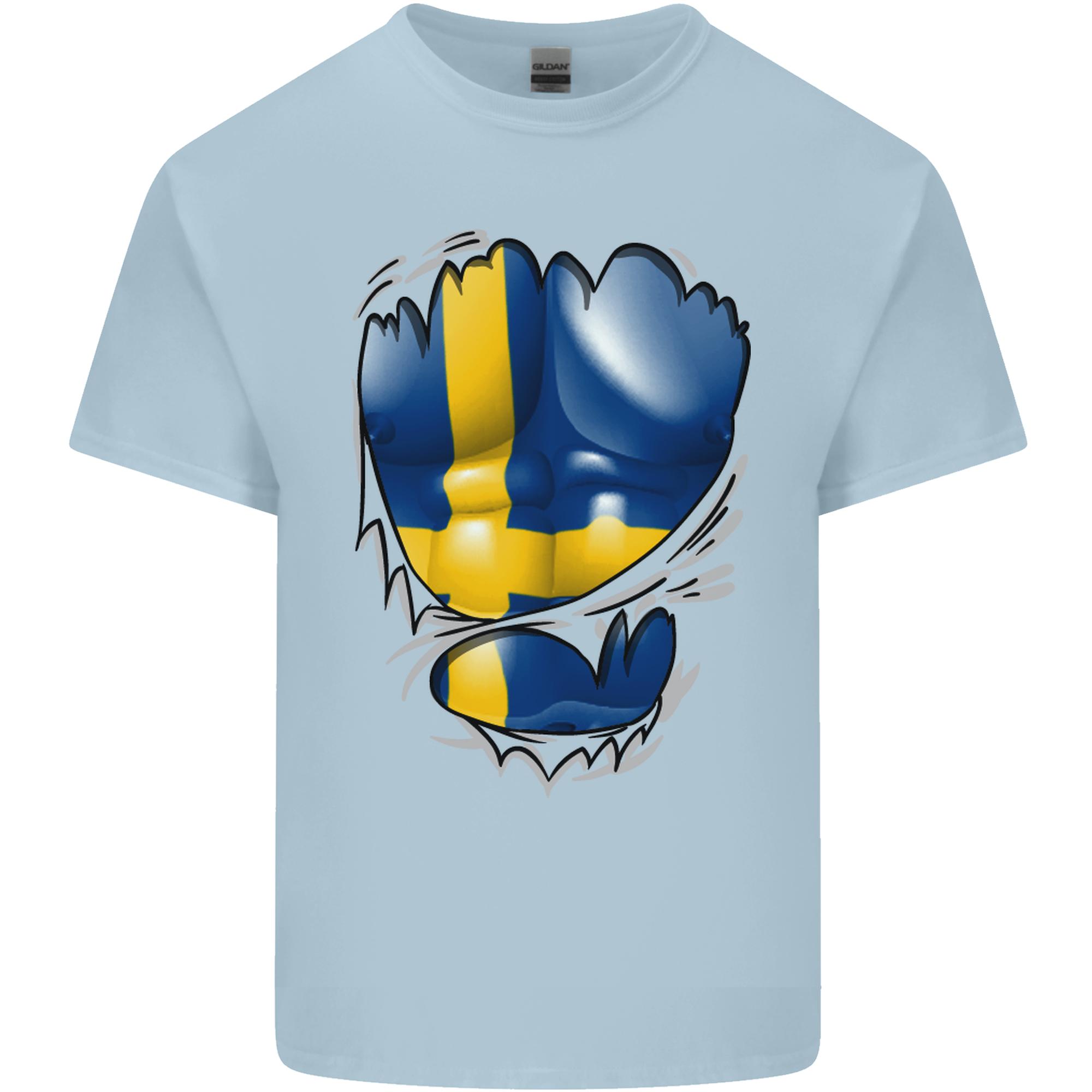 Gym Swedish Flag Ripped Muscles Sweeden Unisexs Light Cotton TShirt S