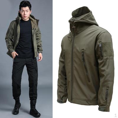 Trekking Jacket for Lightweight Men Waterproof Fleece with Zipper Windproof Coat Hood