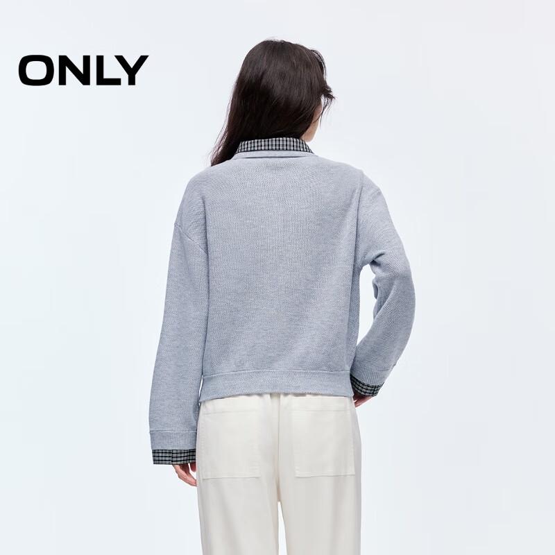 ONLY Women's Faux Two-Piece Patchwork Knit Sweater