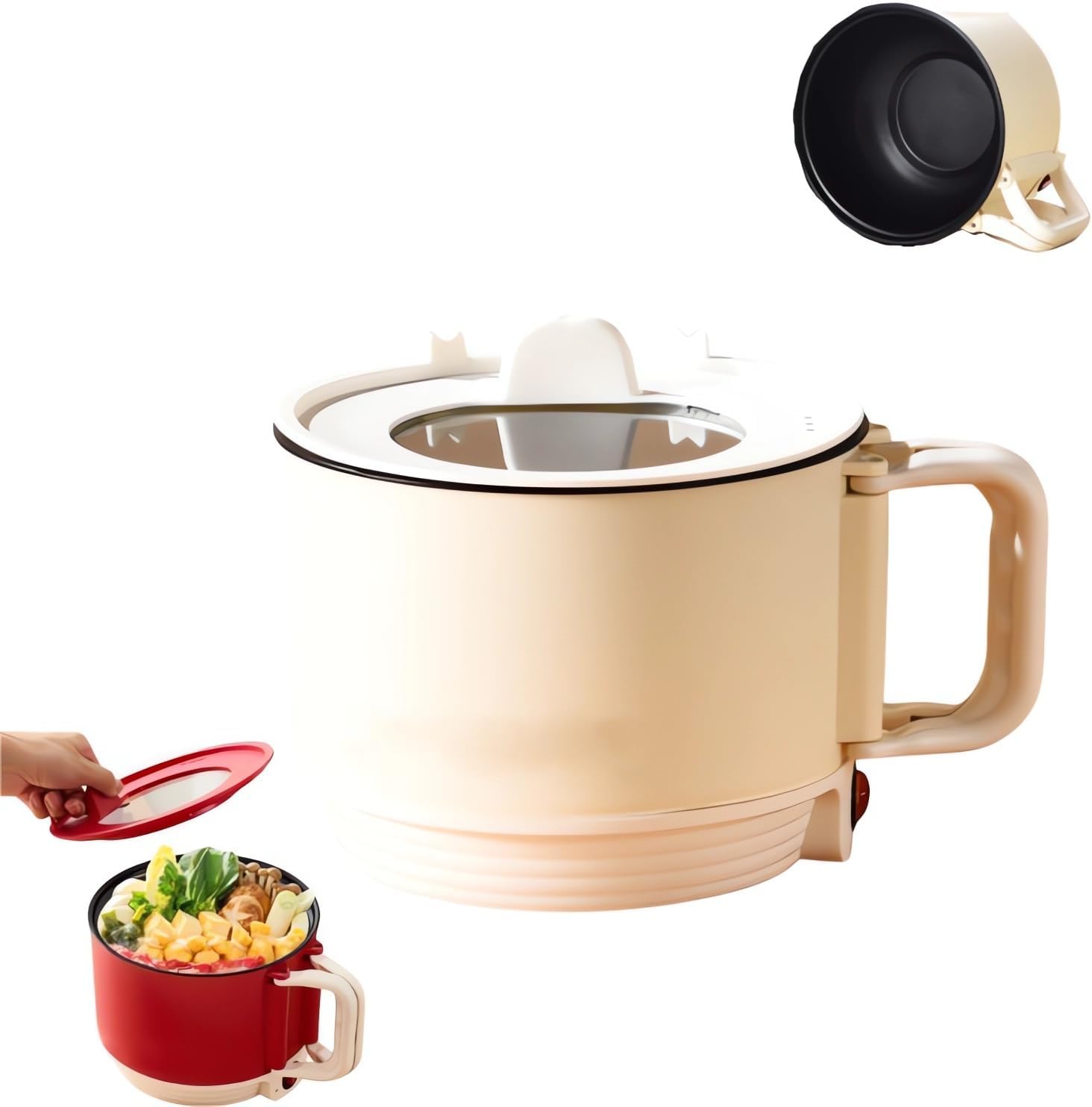 

Многофункциональная мини-рисоварка, переносная сковорода объемом 1,5 л с антипригарным покрытием, мультиварка с крышкой, защита от высыхания, приготовление разнообразных блюд белый