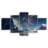 Abstract Galaxy Planet 5 Piece Canvas Wall Art Multi Panel Print Modern Space Poster Home Decor Picture Gift For Him For Her