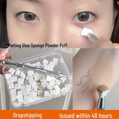 Mini Tweezers with Disposable Sponge Puffs for Concealer and Blush Blending