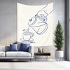 Hand Pouring Coffee From Kettle Into Cup Wall Tapestry Machine Washable All Season Decor Print Minimalist Line Art Design Home