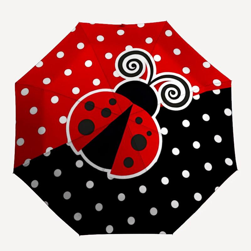 

1pc Ladybug Polka-Dot Automatic Open/Close Umbrella with Windproof, 8-Rib Sturdy Canopy, , Outdoor Accessory, Ideal for Gifts yy251117111