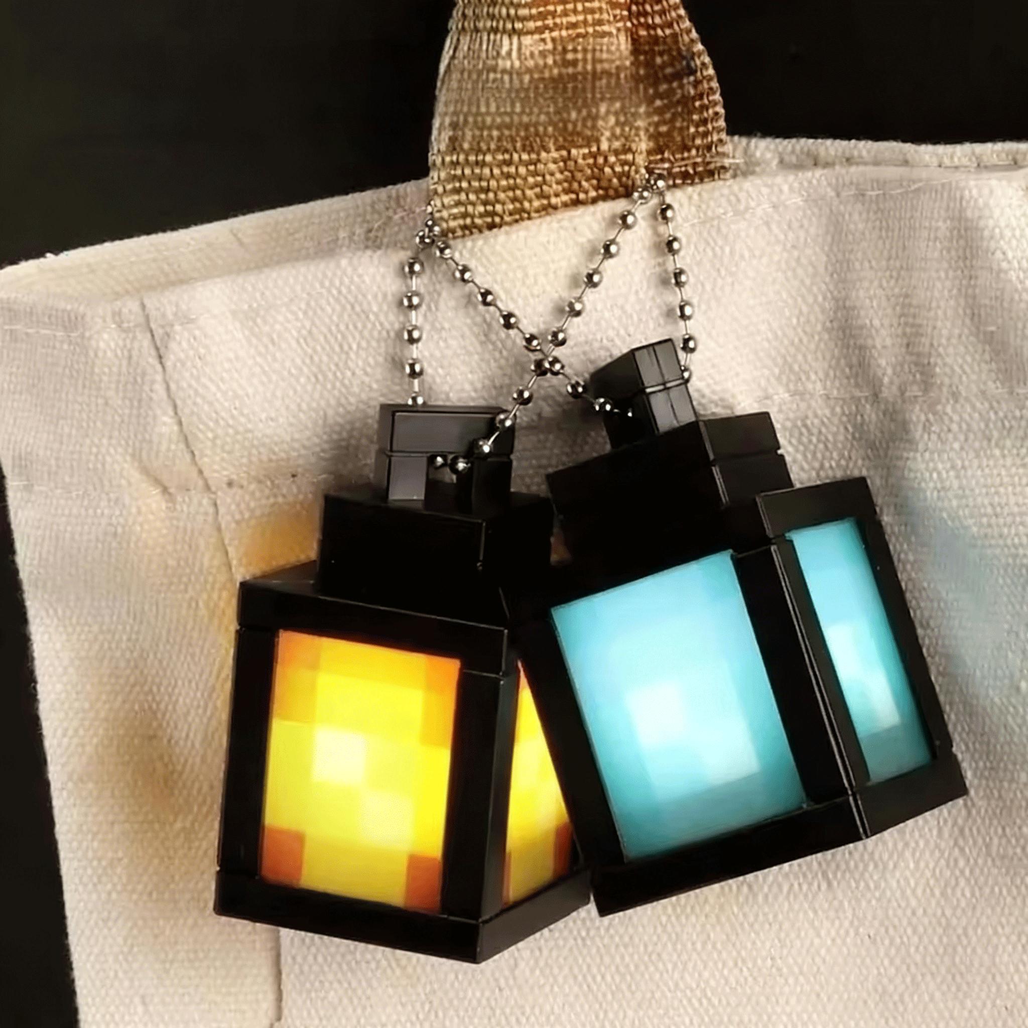 

Pixel Style Lantern Night Light Rechargeable Small Luminous Keychain Mc Game Peripheral Backpack Pendant Keychain Children S Present