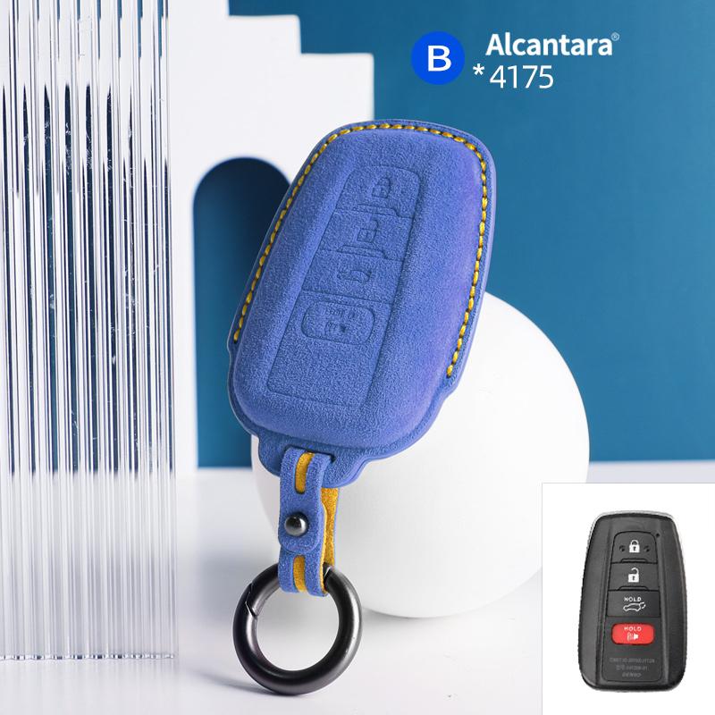 Alcantara For Toyota Rav 4 Xa50 Camry Corolla Suede Car Key Case Shell Remote Cover Keychain Protector Auto Accessories