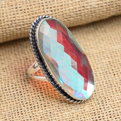 Mystic Topaz Gemstone Handmade Jewelry 925 Sterling Silver Ring For Thanksgiving