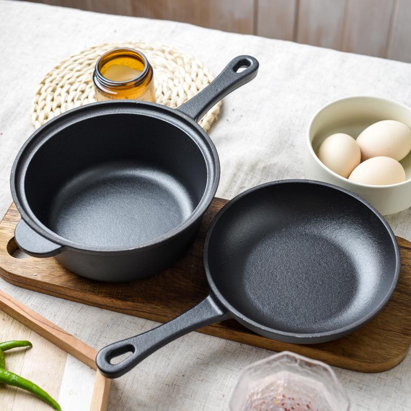 18cm Cast Iron Dual-Use Rust-Proof Enamel Pot/Frying Pan - Small Soup Pot