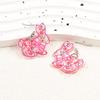 Cross-border New Cute Pink Rabbit Earrings 2D Flat Acrylic Creative Flower Pattern Animal Earrings