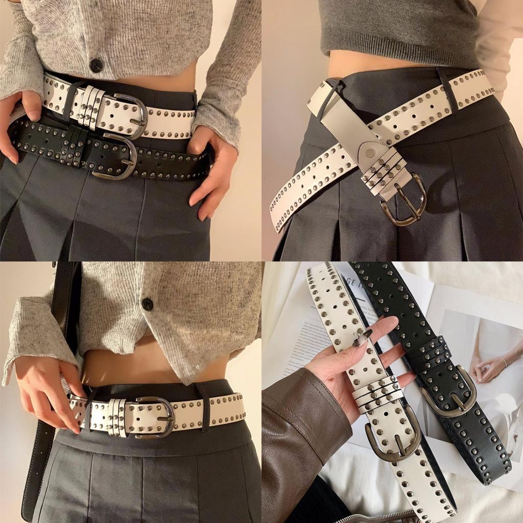 Street Punk Pu Leather Belt For Women And Men Summer 2024 With Metal Pin Buckle