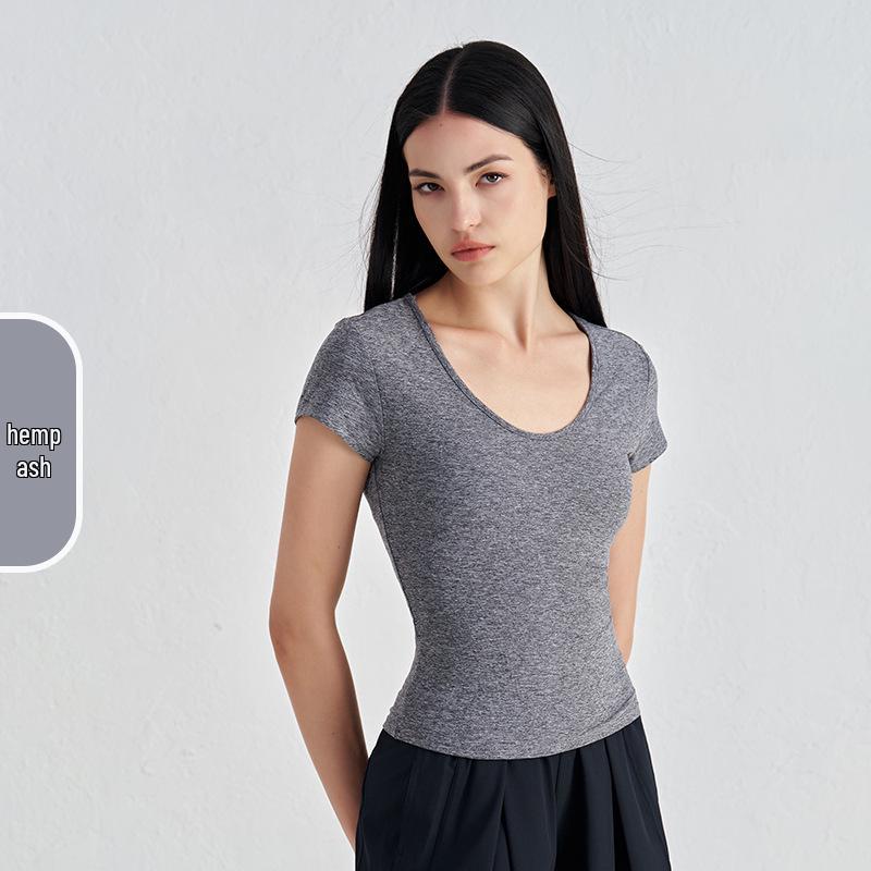 Women's Slimming Waist Yoga T-Shirt - Comfortable Short Sleeve Casual Gym and Yoga Top