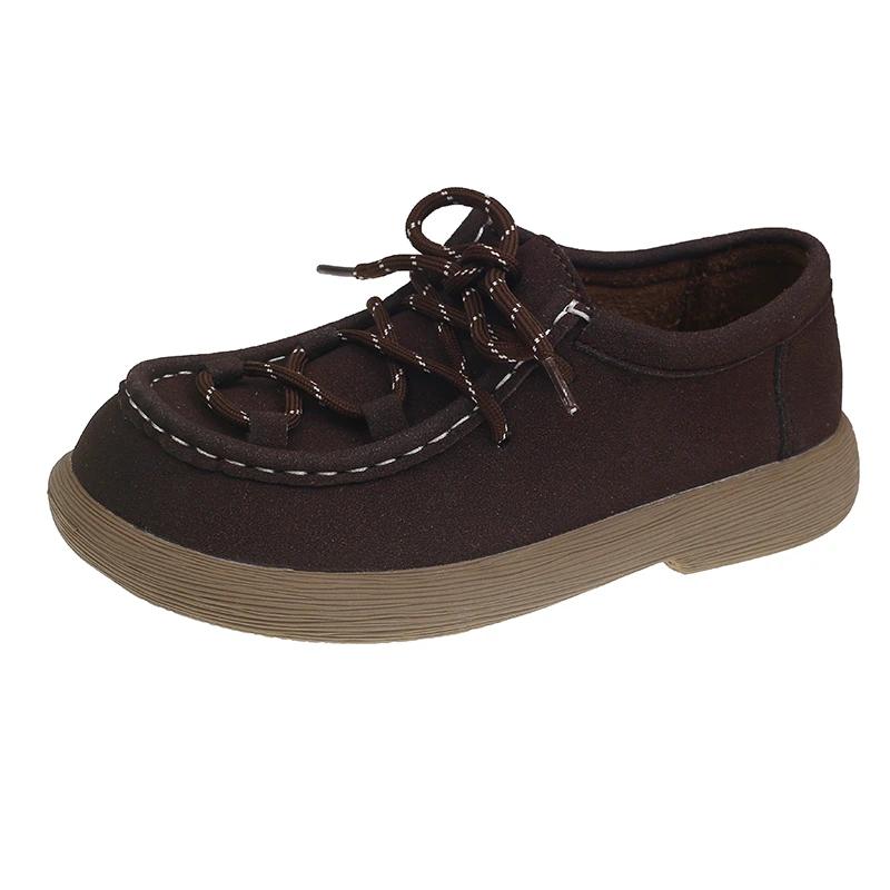 Women's Casual Shoes Suede  Straps Flat Shoes Women Leisure Round Heel Flannel Spring Round Heel Retro Zapatillas De Mujer
