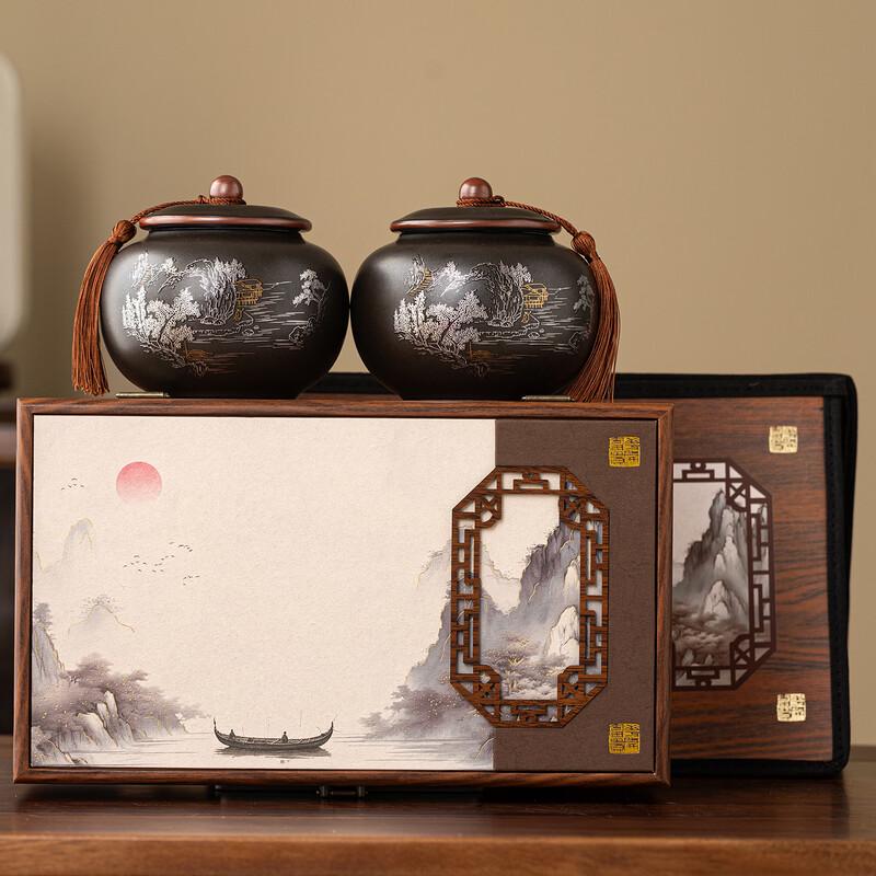 Traditional Chinese Ceramic Tea Caddy Gift Set