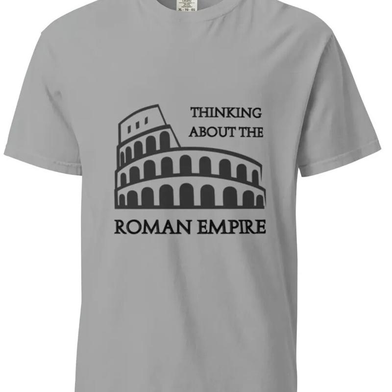 

Mens Thinking About the Roman Empire T Shirt Festive Font Colosseum S разноцветный