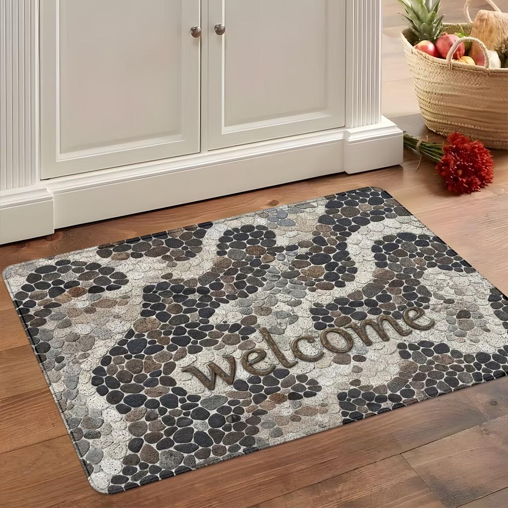 Green Fern Leaves Floor Mat Vintage Forest Botanical Welcome Doormat for Living Room Balcony Bedroom Entrance Area Carpet