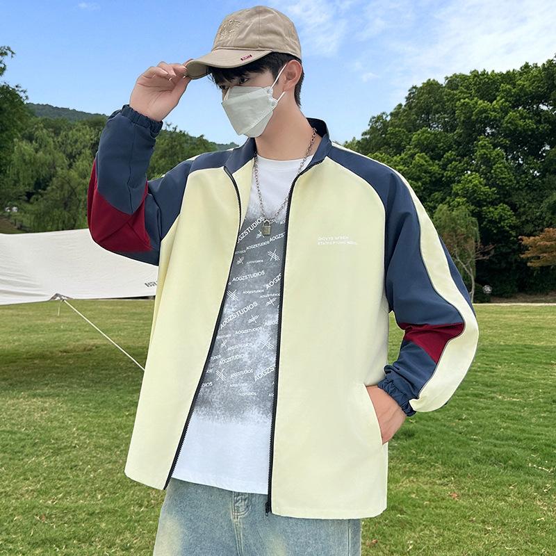 Jacket men's spring and autumn ins trendy brand loose lapel jacket teen student thin tooling trench coat jacket