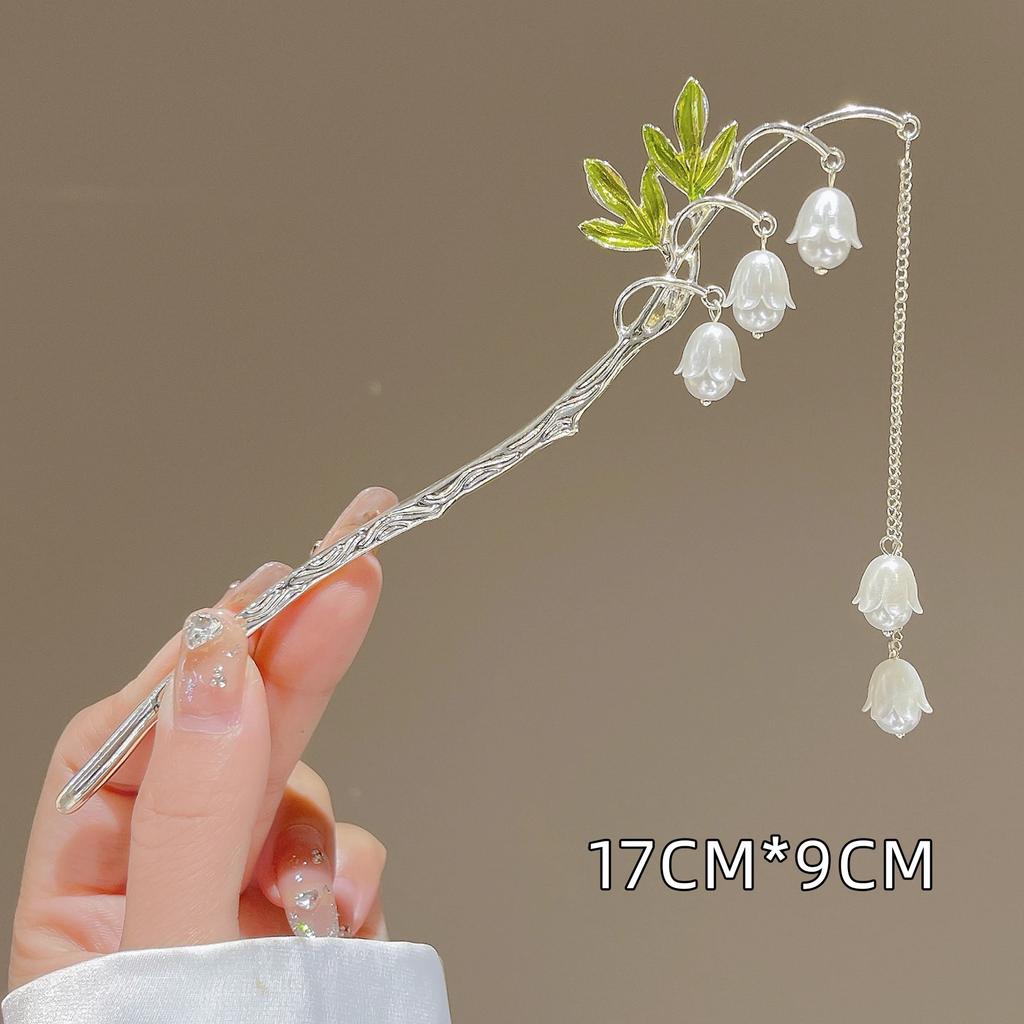 1 szt. Chińskie starożytne akcesoria do włosów kwiat konwalia frędzel spinki do włosów kostium Hanfu patyczek do włosów dla kobiet mężczyzn prezent