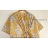Damen Sommer Baumwolle Hippie Nachtwäsche Blumendruck Gold Langes Maxi Kaftan Kleid CKFTN-SCRN-FULL-BUYIT-083