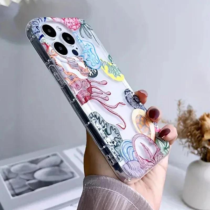 Summer Ocean Turtle Pattern Transparent TPU Phone Case For  Redmi Note 12 4G 11 13 Pro Plus 5G 11S 12S 10S Airbag Cover