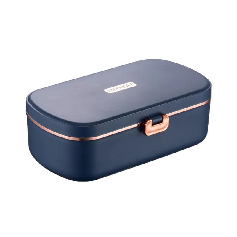 

900ml Electric Lunch Box Water Free Heating Bento Box Portable Rice Cooker Thermostatic Heating Food Warmer For Office 220V EU синий