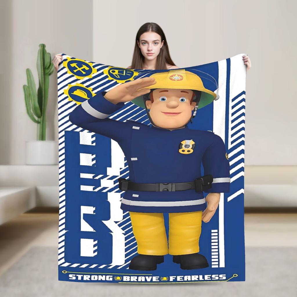 Firemans Sams Flannel Blanket Winter  Super Warm Throw Blanket for Girls Boys Outdoor Pattern Bedspread Sofa Bed Cover