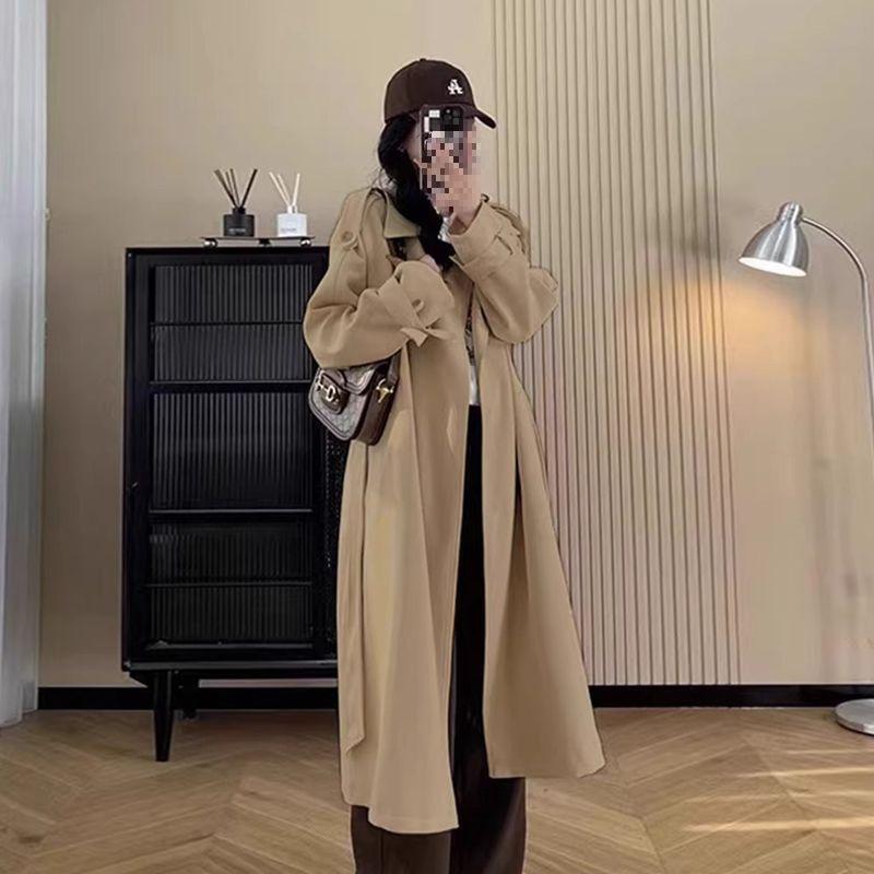 

2026 New Korean-Chinese Petite Mid-Length Trench Coat for Women - Spring/Autumn Fashion Trend XS (below 105 lbs)
