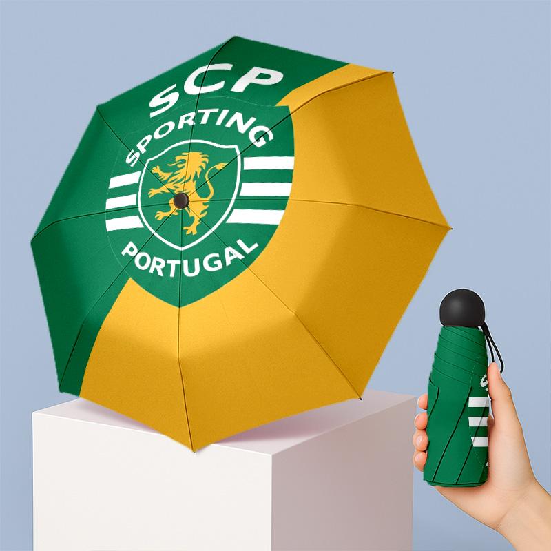 Sporting CP FC Mini 5-fach Taschenschirm Kompakt Leicht Anti-UV Regen Sonnenschutz Schirm Tragbar Reise Regenschirm