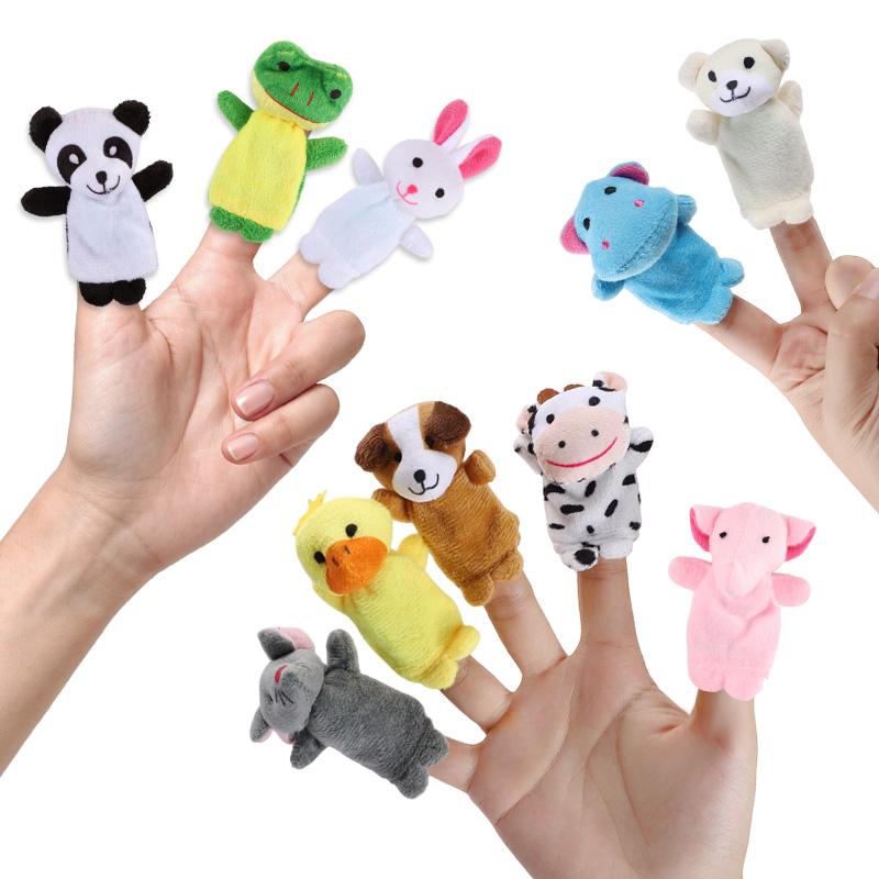 10pcs Soft Plush Animal Finger Puppets Set for Boy Girl Brithday Party Favors Christmas Holiday Gifts Kids Educational Toy