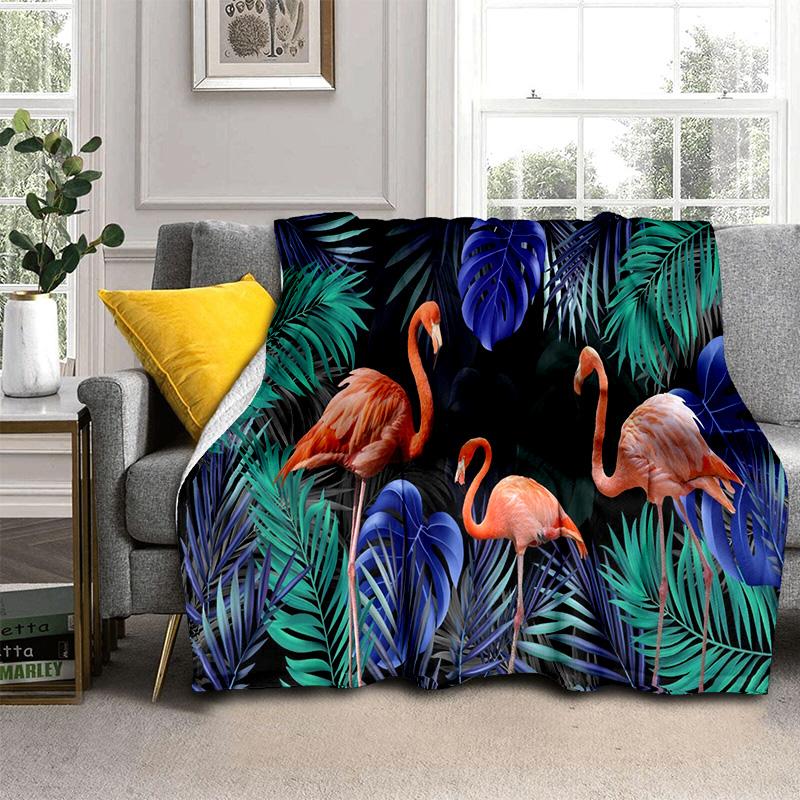 HD Pink Flamingo Bird Rainforest Cartoon Blanket,Soft Throw Blanket for Home Bedroom Bed Sofa Picnic Travel Cover Blanket Kids
