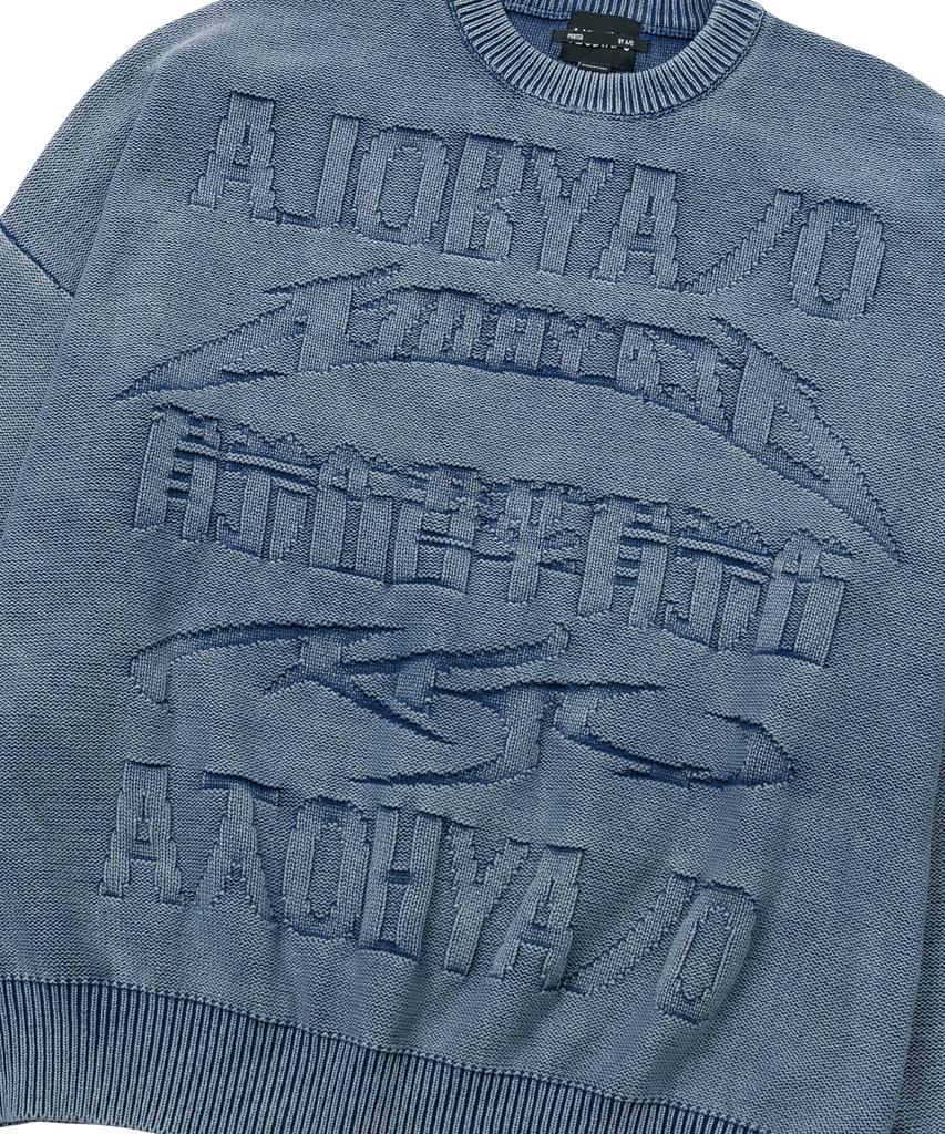AJOBYAJO [Pba] Five Ajo Logos Washed Sweater [Navy]