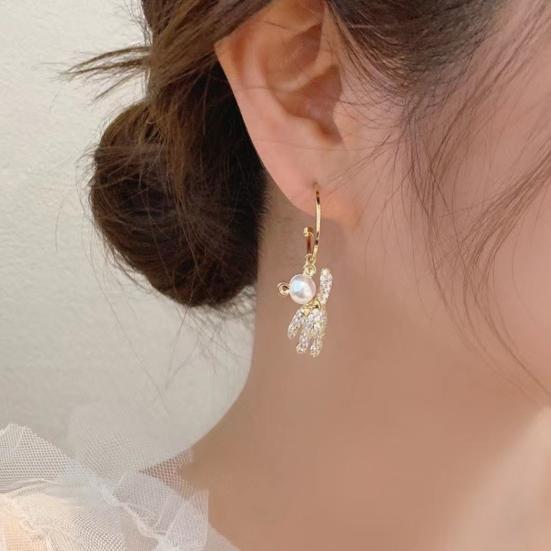 

1 пара серег-капель, модные женские шикарные блестящие висячие серьги в форме медведя