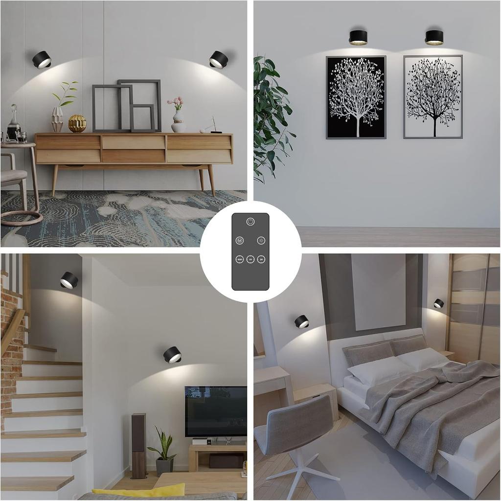 Feallive LED Spotlight (2-Pack) with Remote and Touch Control, Bracket Light, Ambient Lighting, 3 Dimmable Levels, 3 Color Temperature Settings, High