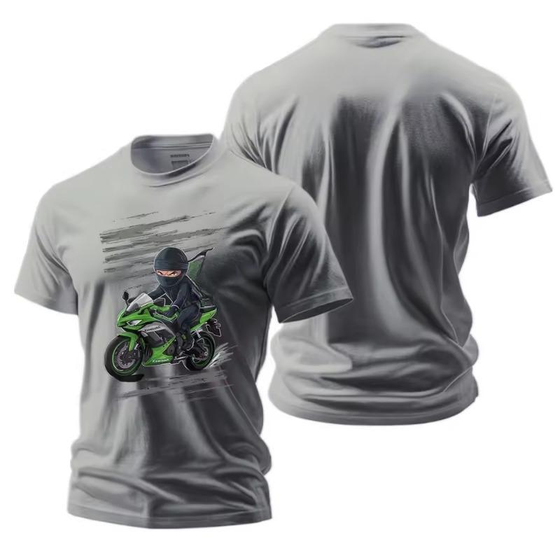 Summer Men 3D Print T-shirt Motorcycle Casual Wear Short-sleeved Cycling Suit Racing Lapel Shirt Overalls