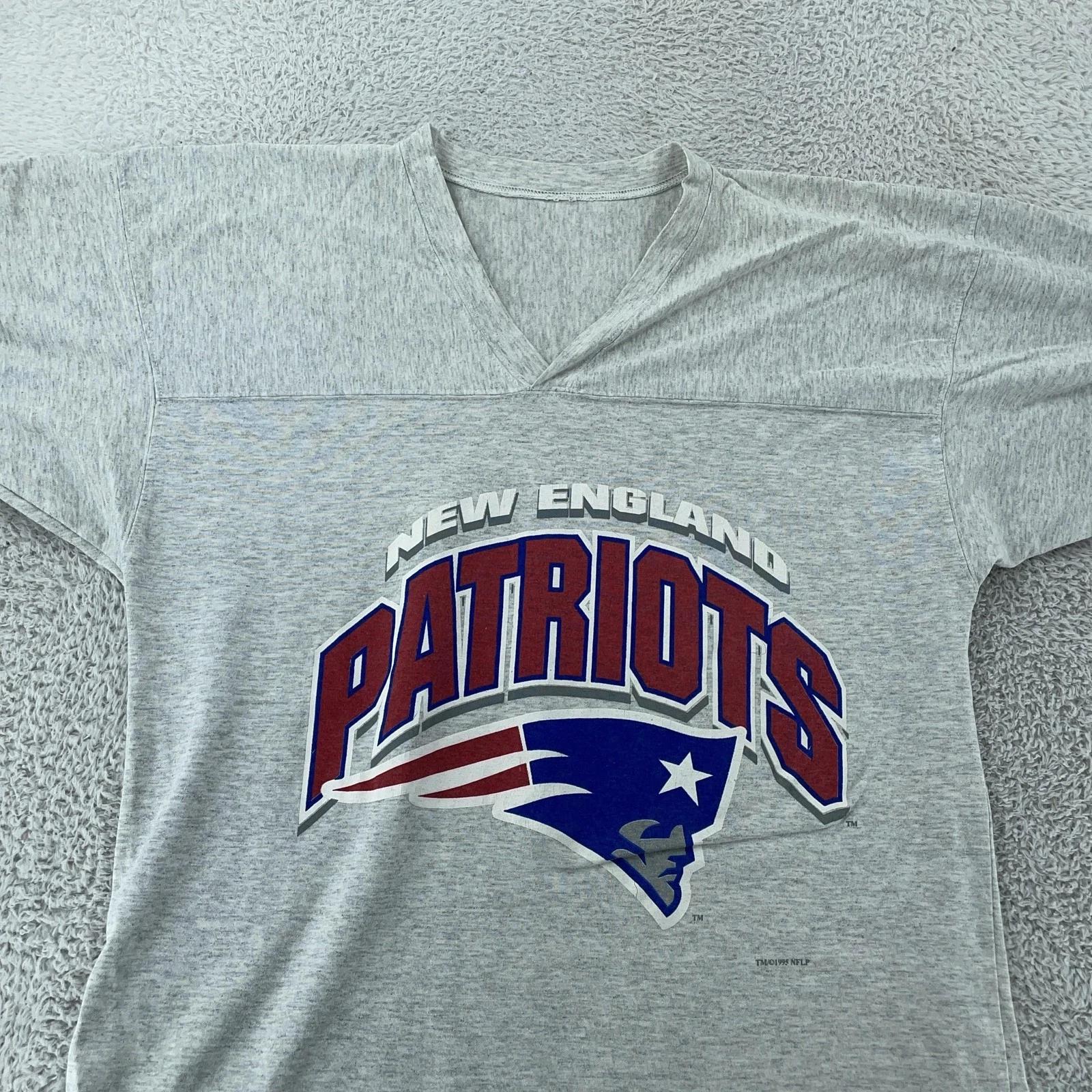 Vintage New England Patriots Jersey Shirt Mens Large Gray NFL Football Tee 90s 2XL