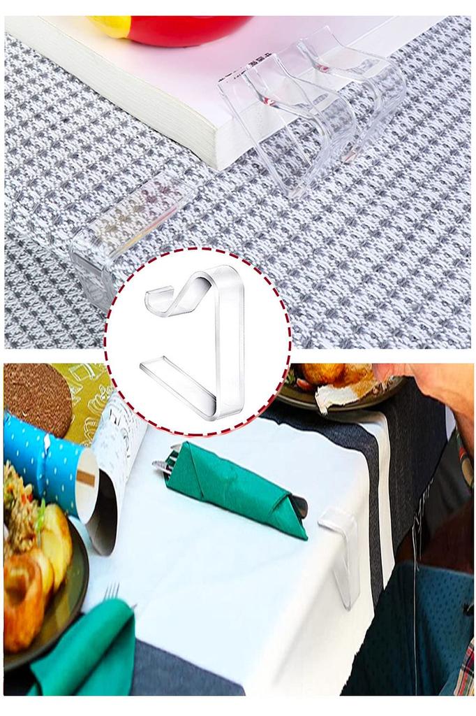 YFFSFDC Tablecloth Clips, Non-Slip, Anti-Slip, Clear, Fits 3.5-5.5cm Tablecloths [Pack of 4]
