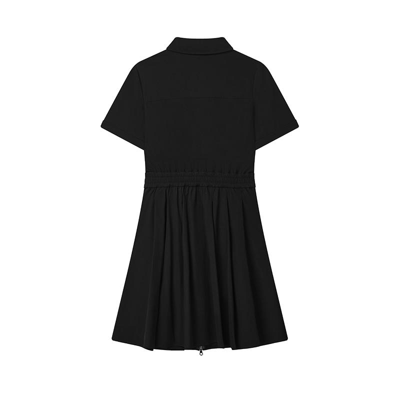 Fila Original Fashionable Comfortable Versatile Casual Short Sleeve Dress Women Dresses Black F11W529301F-BK