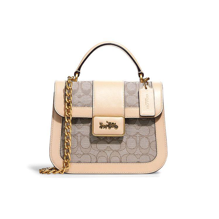 

Coach Alie 21 Horse And Carriage Buckle Top Handle Chain Old Flower Print Jacquard Small Calfskin Handbag Shoulder Bag Crossbody Bag Small C4822-B4SHG Basic Set (Bag+Dust Bag)