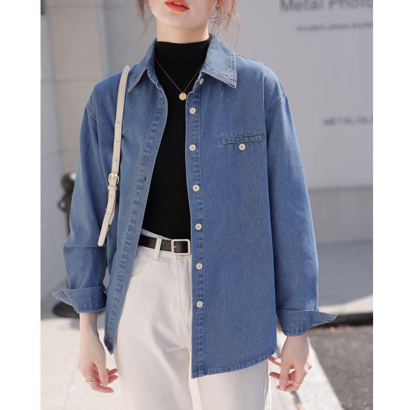 2024 Autumn Retro Loose Denim Shirt Jacket for Women