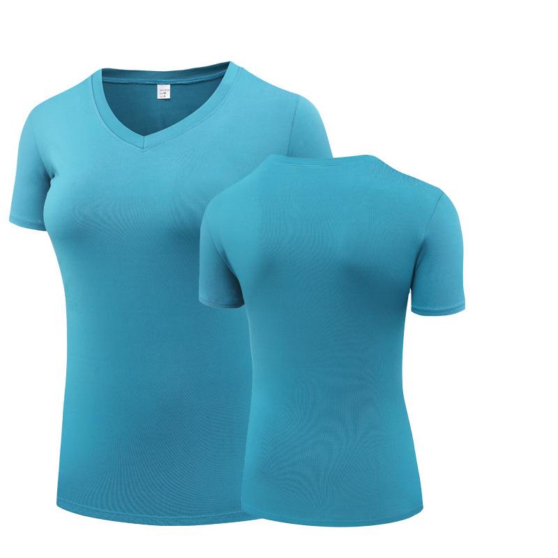 

Женские футболки для фитнеса, быстросохнущие эластичные спортивные блузки для йоги с короткими рукавами, колготки, топы для бега в тренажерном зале M светло-синий