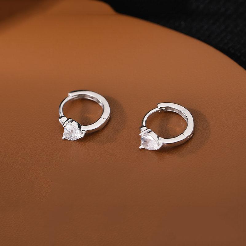 ANENJERY Women'S Fashion Jewelry Heart Circle Huggie Hoops Earrings Female Minimalist Hip Hop Ear Buckles