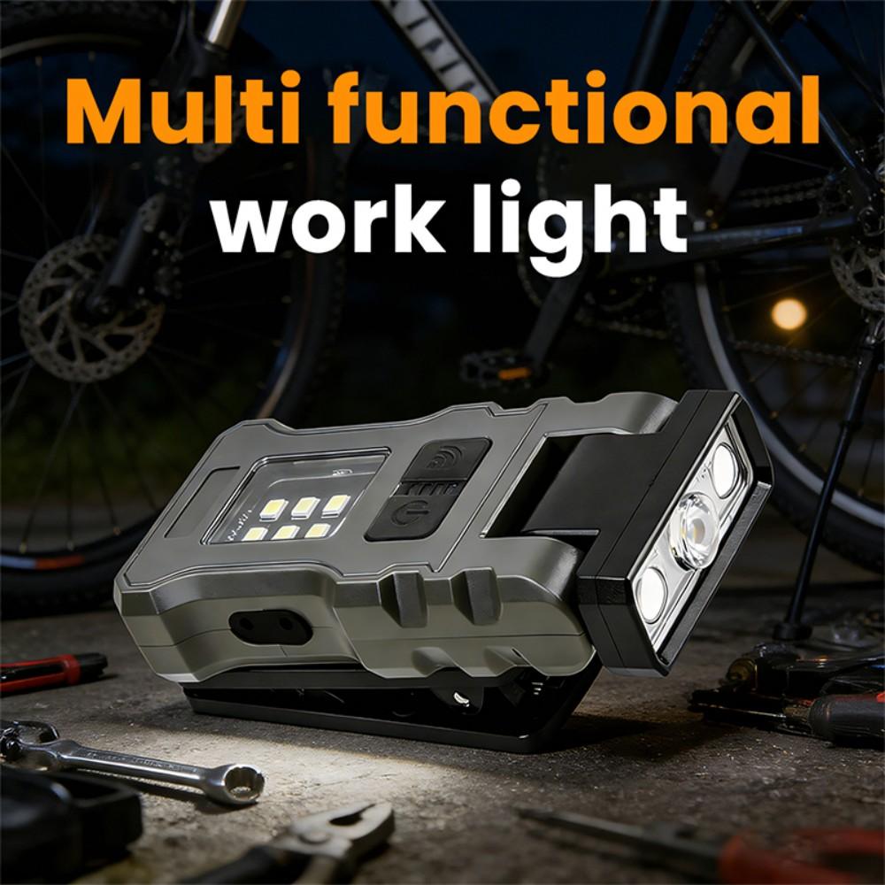 High Power LED Flashlight–Tactical Rechargeable Dual Light Source with 7 Modes,Clip On Magnetic Hanging EDC Light for Hat Campin