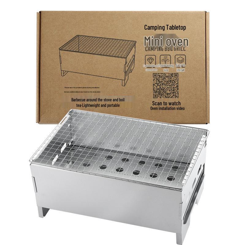 

Портативный угольный гриль-барбекю: Настольная плита для кемпинга на открытом воздухе для жарки мяса и шашлыков