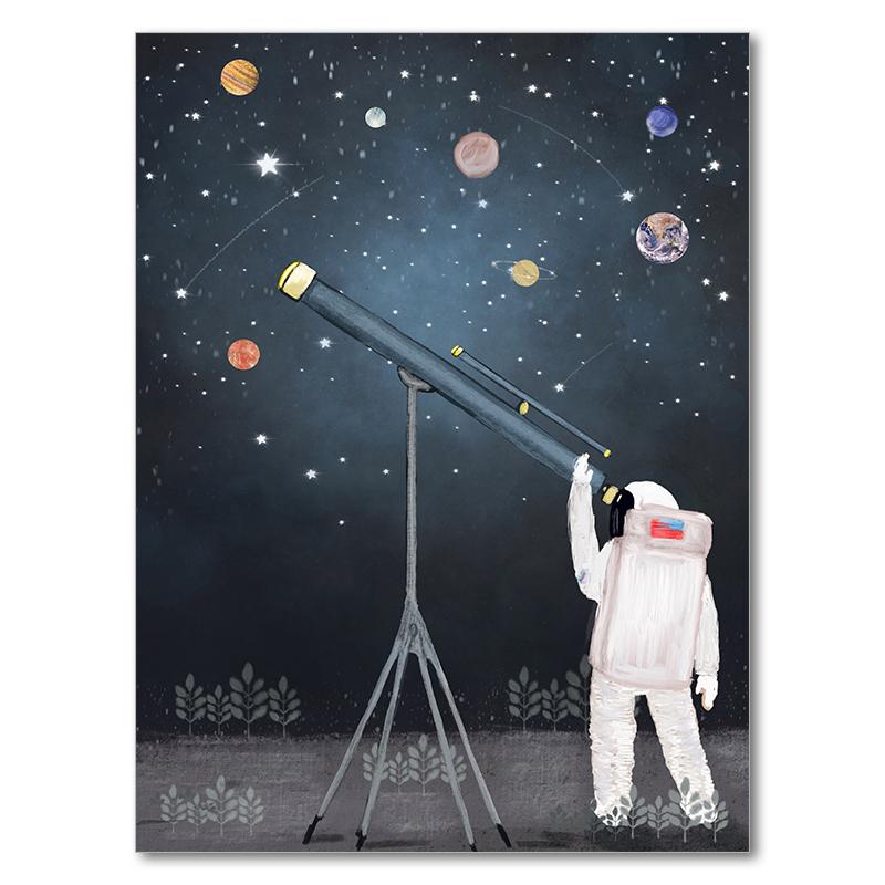 Kids Baby Nursery Room Decor Space Planet Art Print Canvas Painting Pictures for Wall Toile Decoration Murale Paintings Mural
