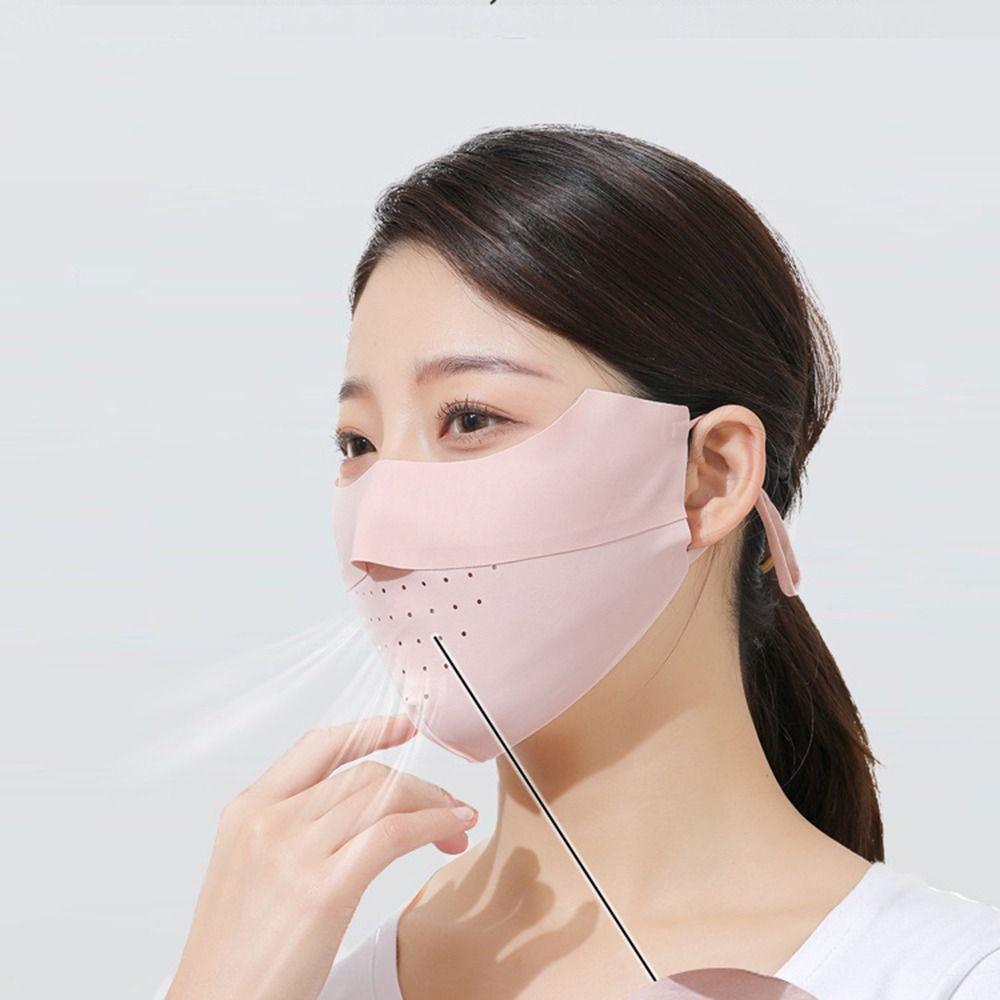 Protection Fishing Solid Color Hanging Ear Type Face Scarf Face Cover Sunscreen Mask Ice Silk Mask