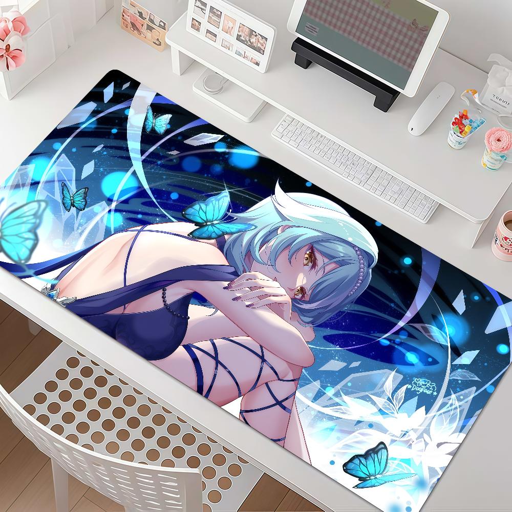 Game Genshin Impact Eula Mouse Pad Anti Slip Rubber Edge Locked Thickened Laptop Gaming Desk Mat