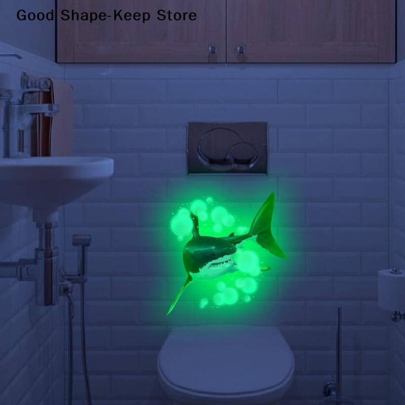 Creative Self-adhesive Wall Decal For Luminous Toilet Sticker Marine Animals Bathroom Waterproof Luminous Decals Home Decor