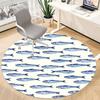 1pc Fish School Office Round Area Rug, Indoor Mat Suitable ForOffice, Under Office Chairs Bedroom Living Room Home Decor, Room Deco 018