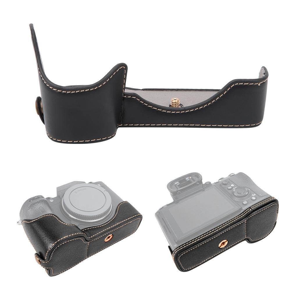 Hochwertige PU-Leder Kamera Halbtasche Griff Tasche Schützende Bodenabdeckung für Sony A9 A7RIIi A7III weniger als br mehr