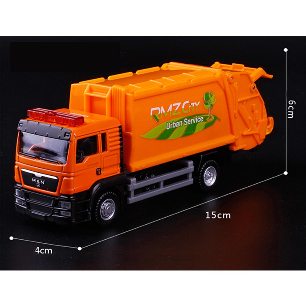 1/64 Man Garbage Truck Trash Bin Model Car Diecast Gift Toy Vehicle Kid