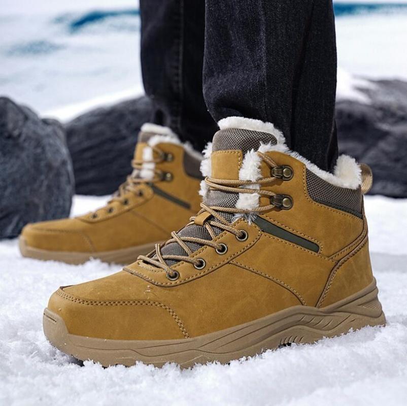 Superwarme Winter-Schneestiefel mit Fell Übergröße 39-46 Wanderschuhe Herren Rutschfeste Outdoor-Sneaker Herren Hoher Schaft Warme Schuhe